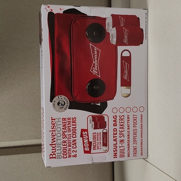 Budweiser Bluetooth Cooler Speaker With Bottle Opener & 2 Can Cooler - Picture 3 of 6